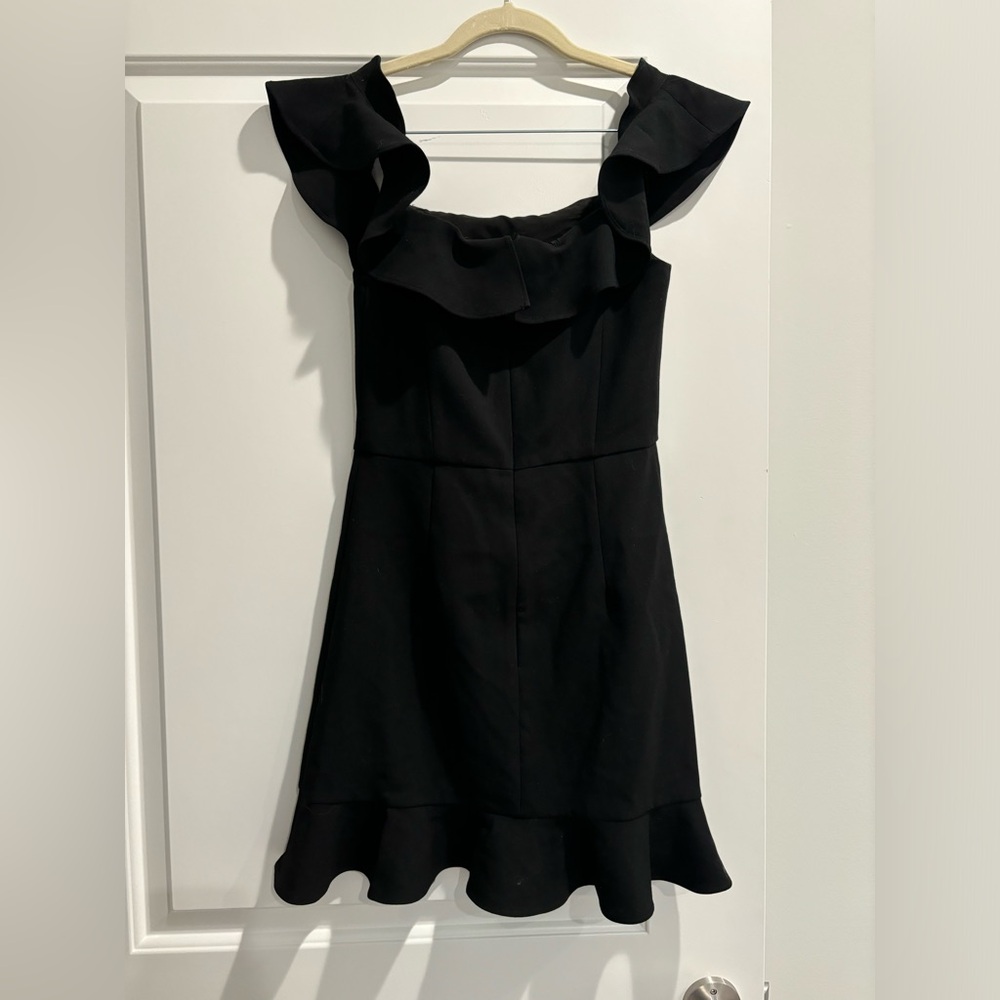 Whisper Ruffled Black Mini Dress